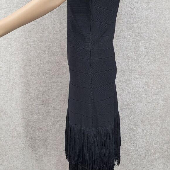Venus Bandage Black Fringe Sleeveless Dress Gatsby Meets Moden Cocktail - Picture 9 of 16